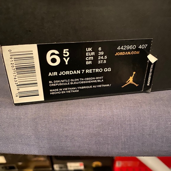 AIR JORDAN 7 RETRO GG SIZE 6.5 BLUE DUSK Pre-owned - Picture 6 of 6